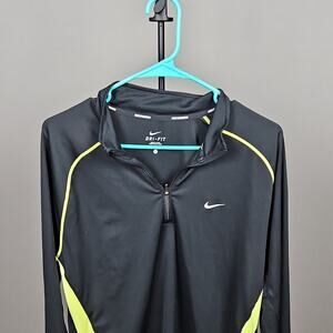 Nike Dri-FIT Men's Black Yellow 1/4 Zip Pullover Athletic Long Sleeve Size L